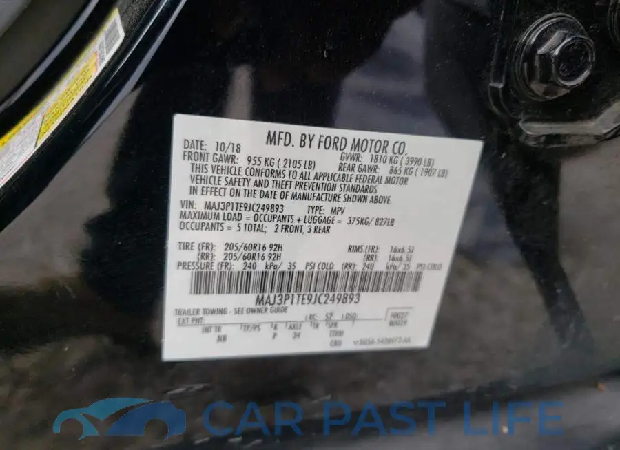 MAJ3P1TE9JC249893# 10