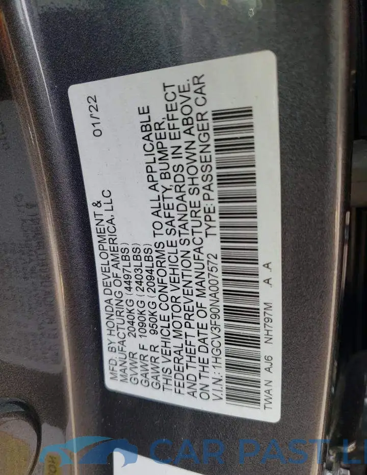 1HGCV3F90NA007572# 10