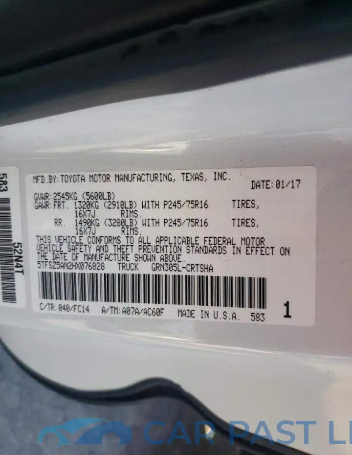 5TFSZ5AN2HX076828# 10