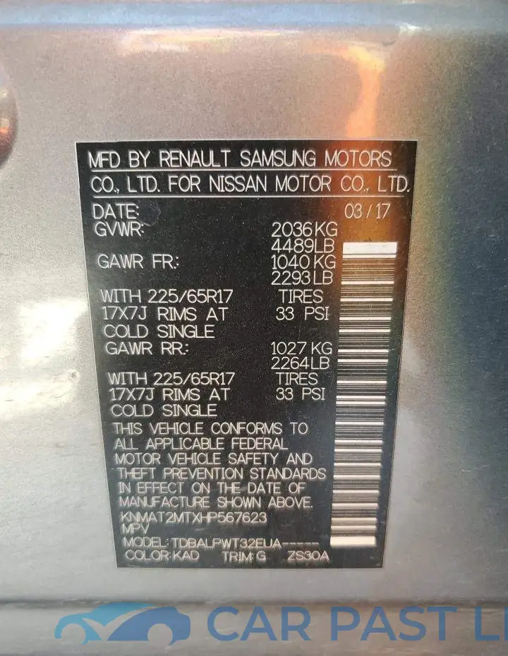 KNMAT2MTXHP567623# 10