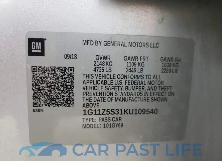 1G11Z5S31KU109540# 10