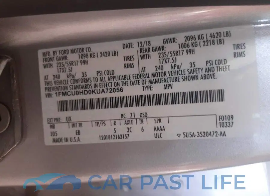 1FMCU0HD0KUA72056# 10