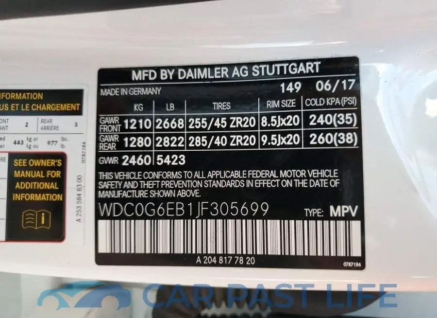 WDC0G6EB1JF305699# 10