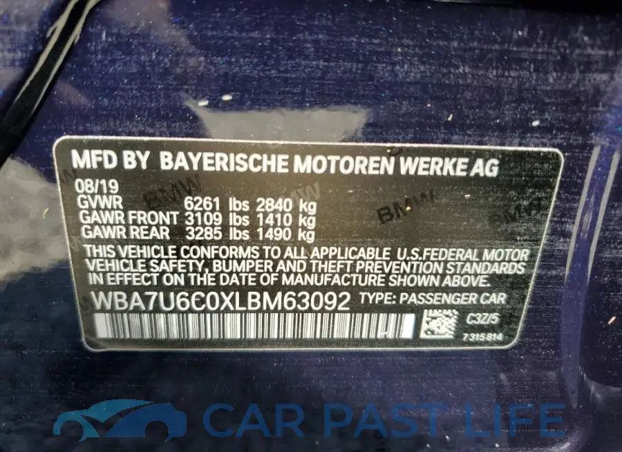 WBA7U6C0XLBM63092# 10