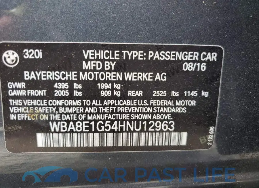 WBA8E1G54HNU12963# 10