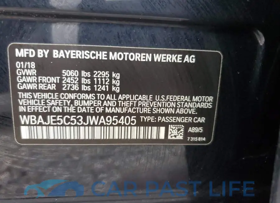 WBAJE5C53JWA95405# 10