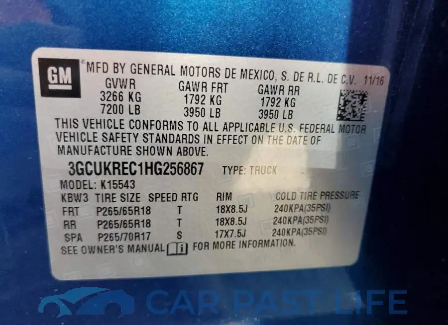 3GCUKREC1HG256867# 10