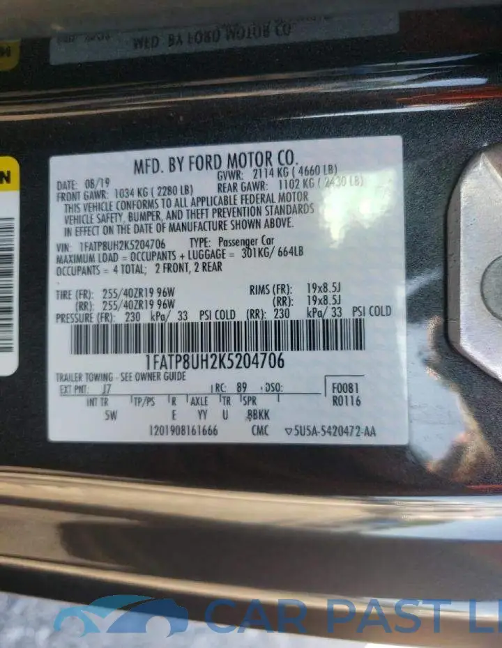 1FATP8UH2K5204706# 10