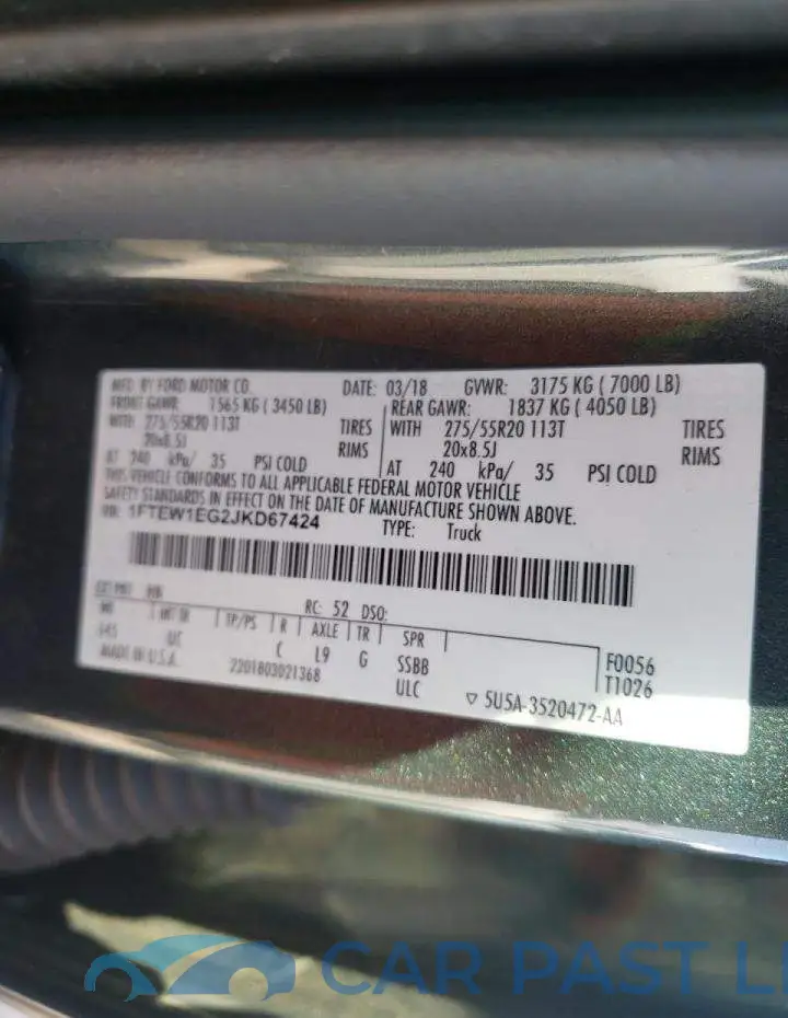 1FTEW1EG2JKD67424# 10