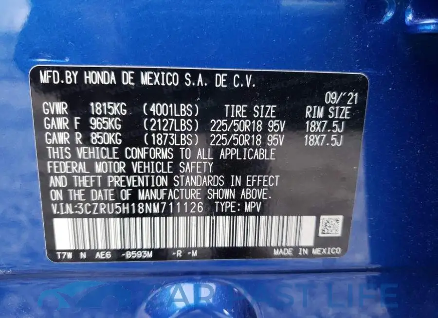 3CZRU5H18NM711126# 10