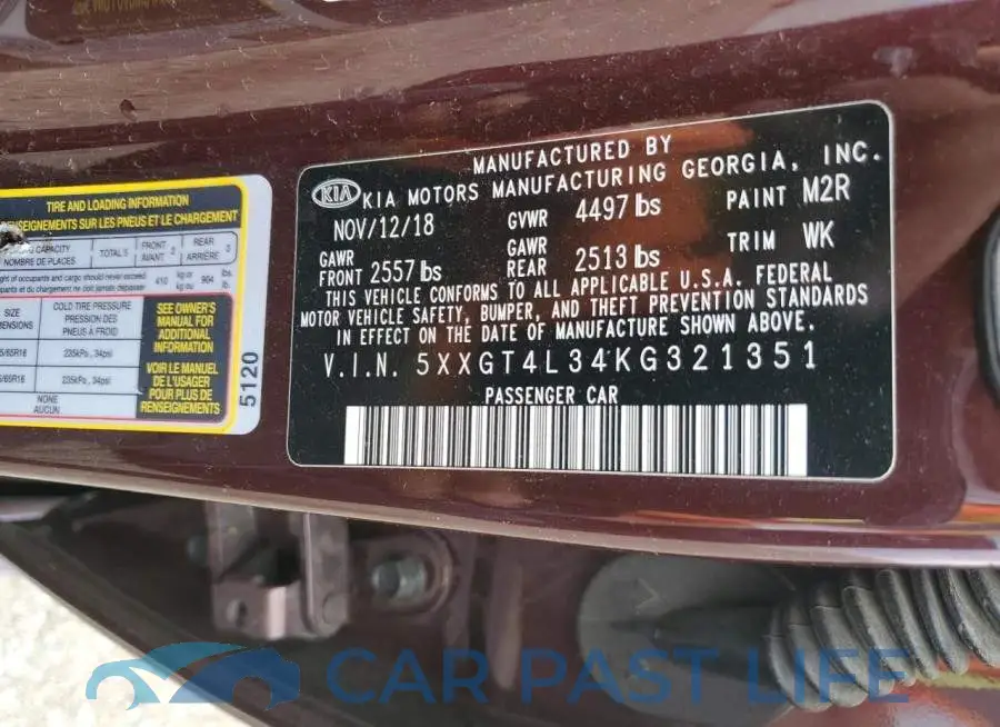 5XXGT4L34KG321351# 10