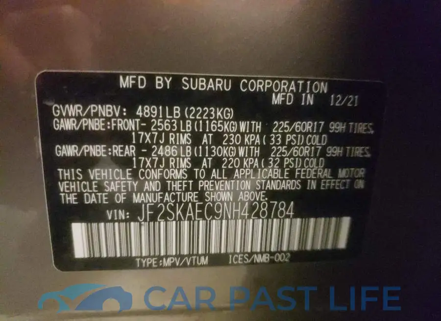 JF2SKAEC9NH428784# 10