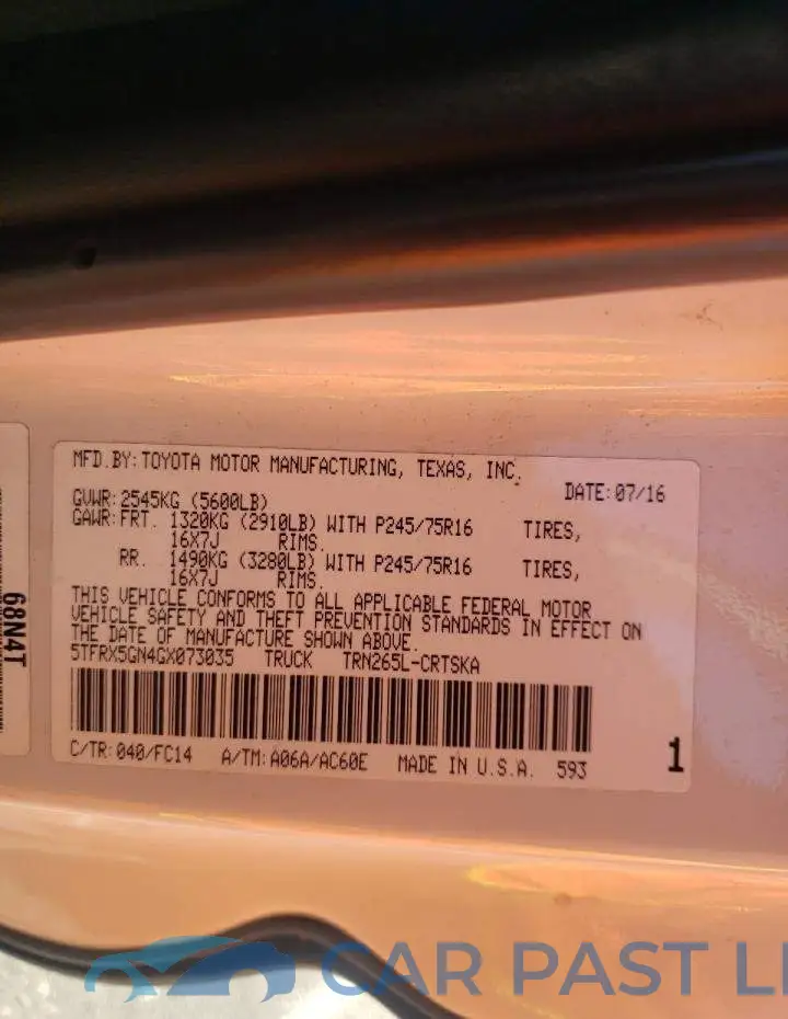 5TFRX5GN4GX073035# 10