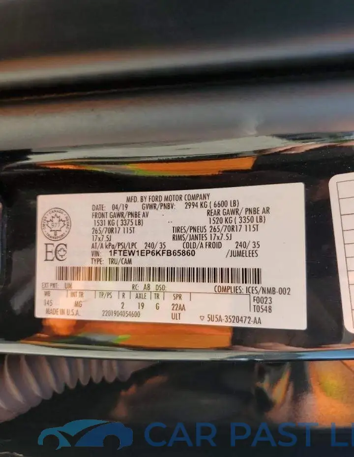 1FTEW1EP6KFB65860# 10