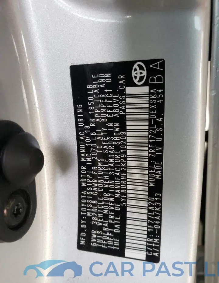 5YFBURHE2KP910209# 10
