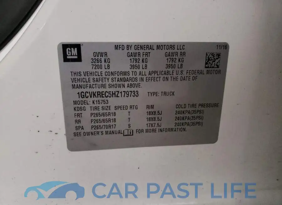 1GCVKREC5HZ179733# 10