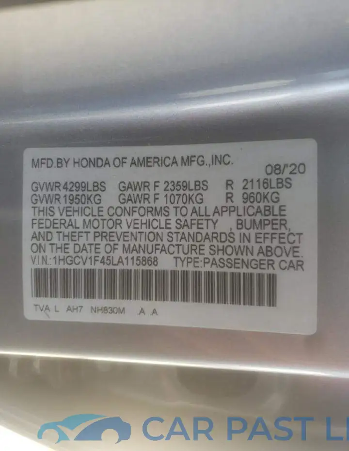 1HGCV1F45LA115868# 10