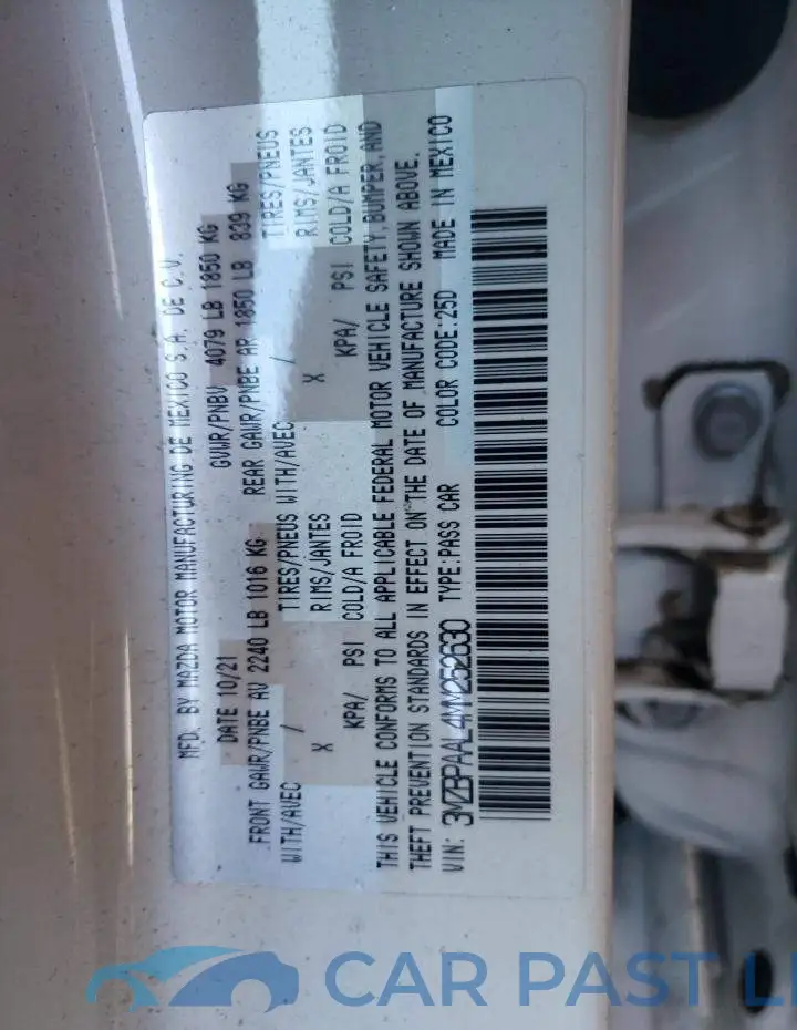 3MZBPAAL4MM252630# 10