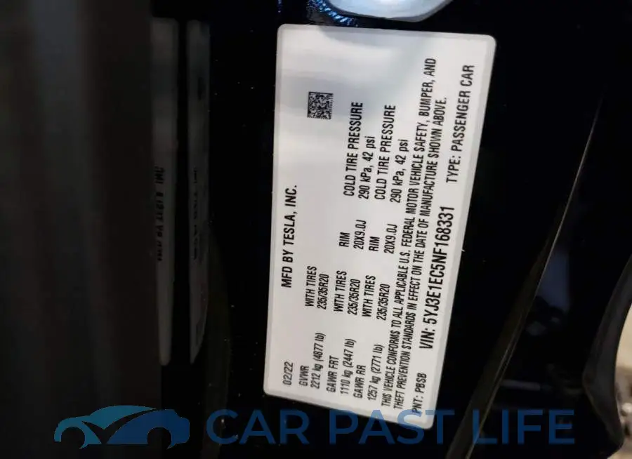 5YJ3E1EC5NF168331# 10