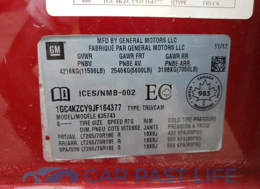 1GC4KZCY9JF164377# 10