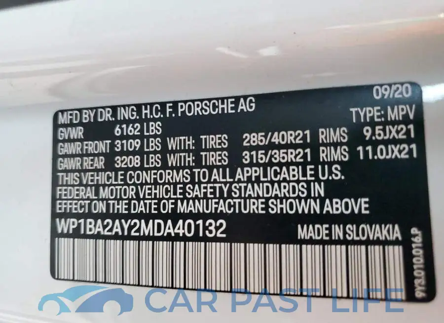 WP1BA2AY2MDA40132# 10