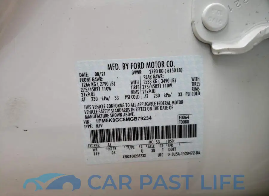 1FM5K8GC8MGB79234# 10