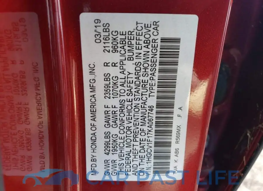 1HGCV1F17KA067746# 10