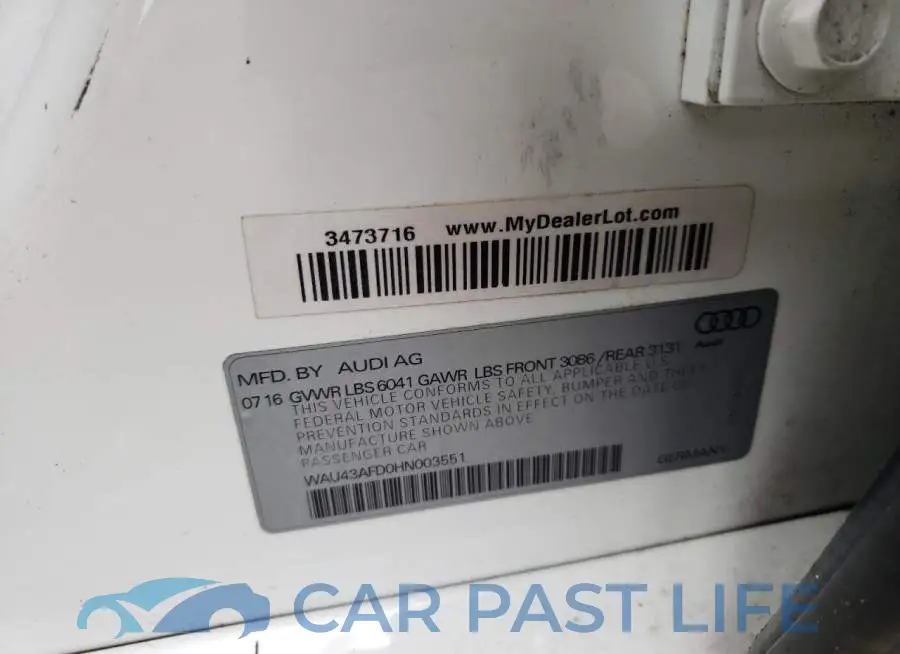 WAU43AFD0HN003551# 10