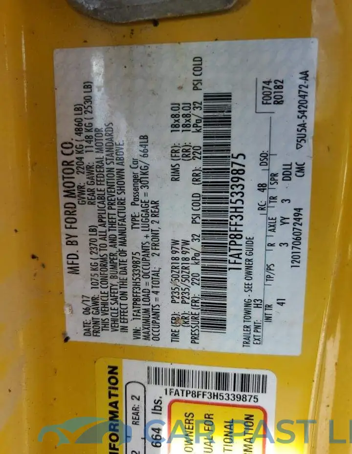 1FATP8FF3H5339875# 10