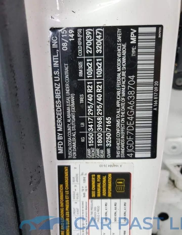4JGDF7DE4GA638704# 10