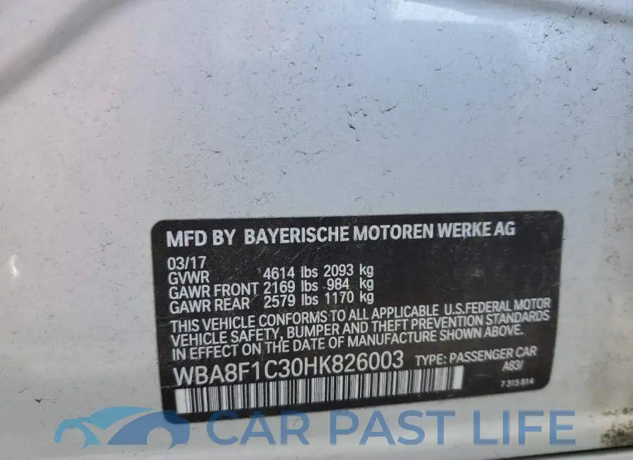 WBA8F1C30HK826003# 10