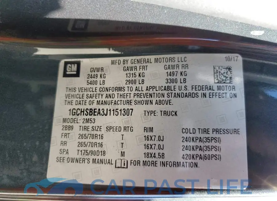 1GCHSBEA3J1151307# 10