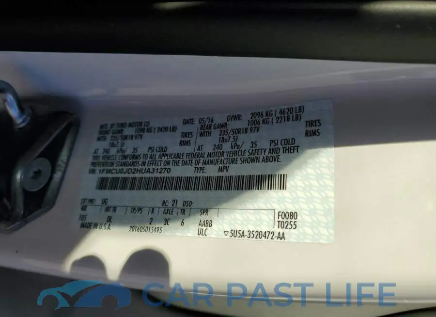 1FMCU0JD2HUA31270# 10