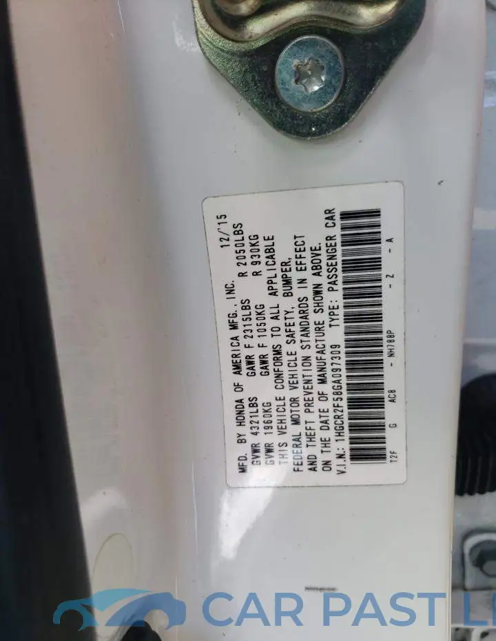 1HGCR2F58GA097309# 10