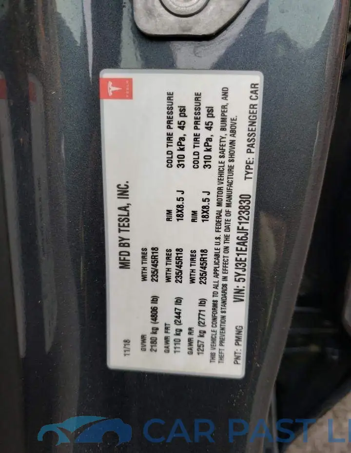 5YJ3E1EA6JF123830# 10