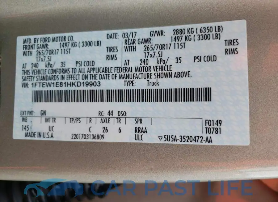 1FTEW1E81HKD19903# 10