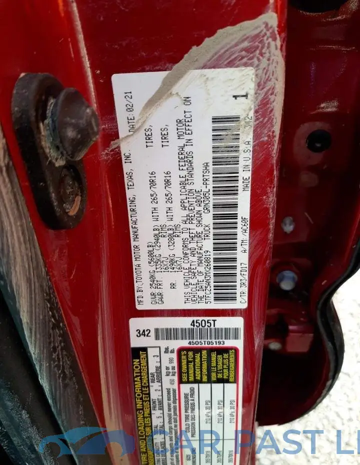 5TFCZ5AN3MX260819# 10