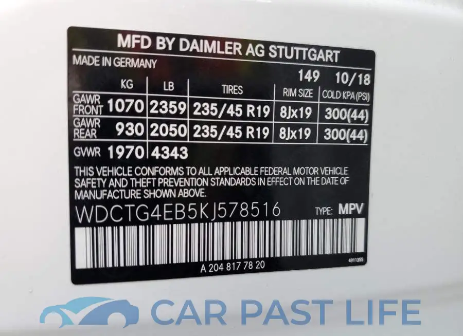 WDCTG4EB5KJ578516# 10