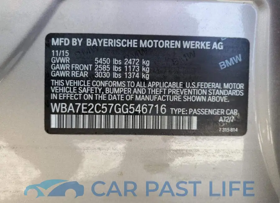 WBA7E2C57GG546716# 10
