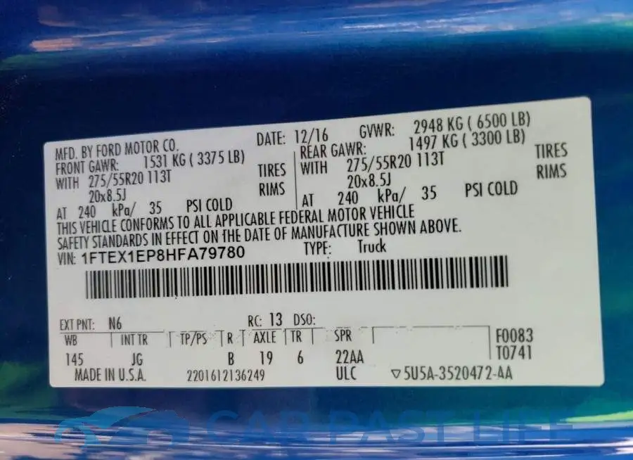 1FTEX1EP8HFA79780# 10