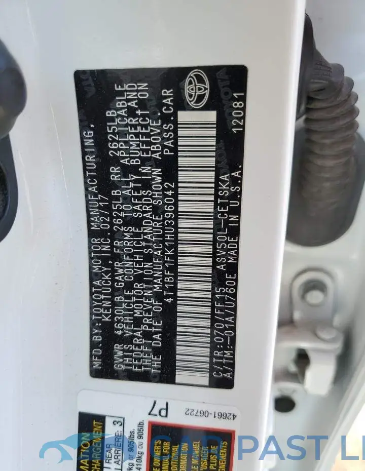 4T1BF1FK1HU396042# 10