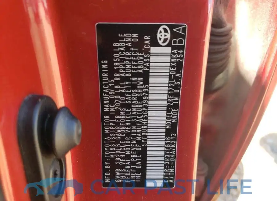 5YFBURHE5GP399795# 10