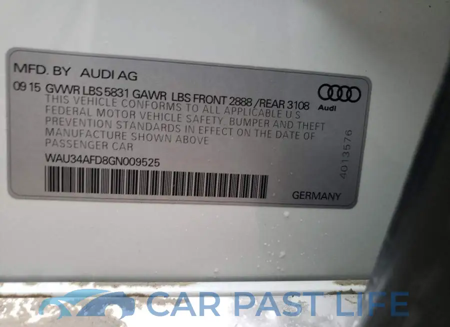 WAU34AFD8GN009525# 10