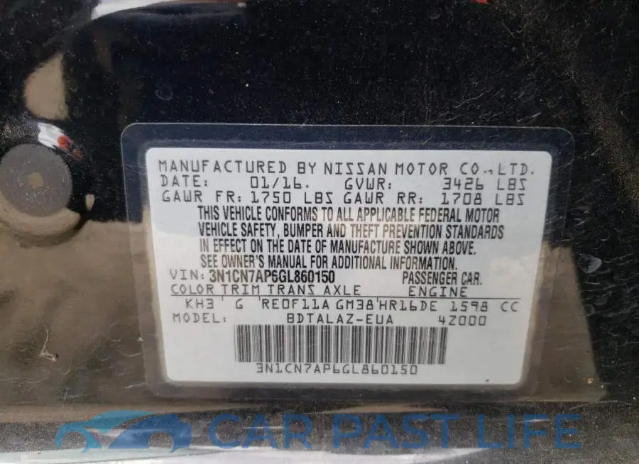 3N1CN7AP6GL860150# 10
