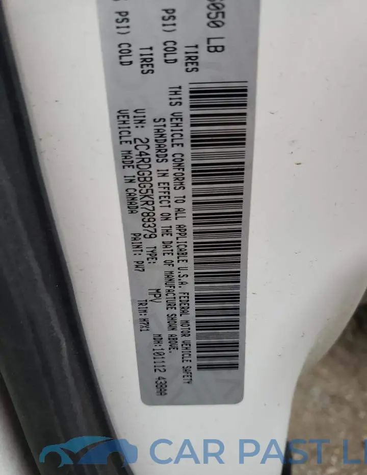 2C4RDGBG5KR789379# 10