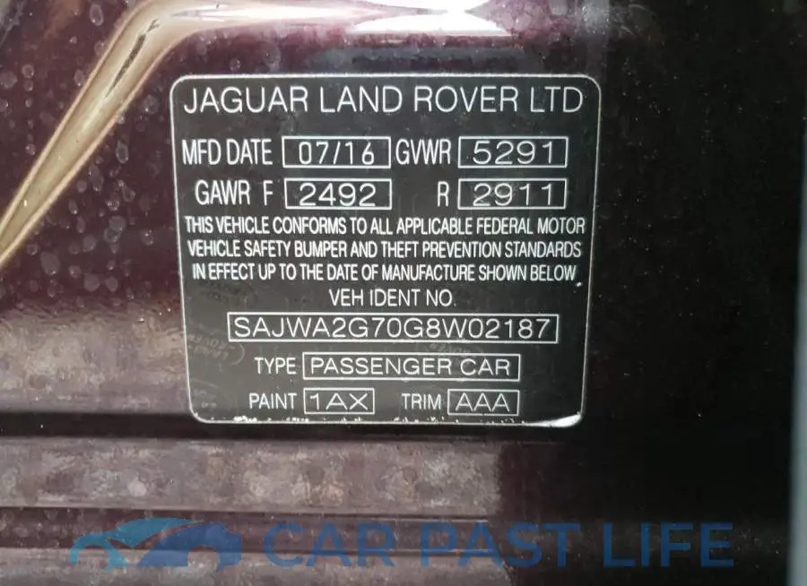 SAJWA2G70G8W02187# 10