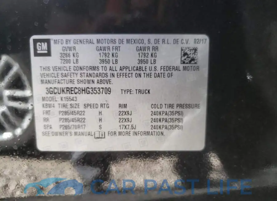 3GCUKREC8HG353709# 10