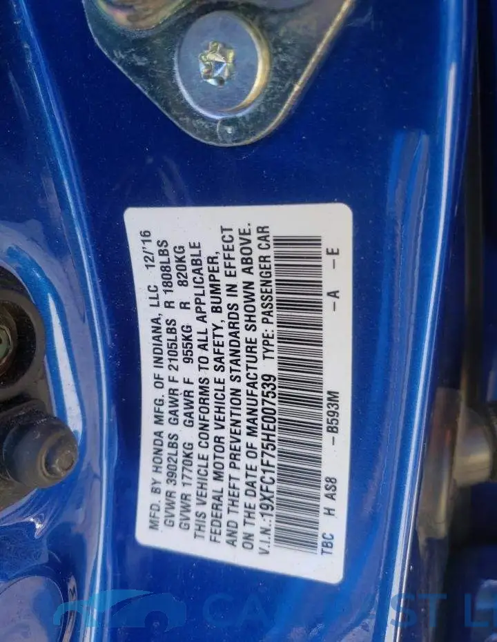 19XFC1F75HE007539# 10