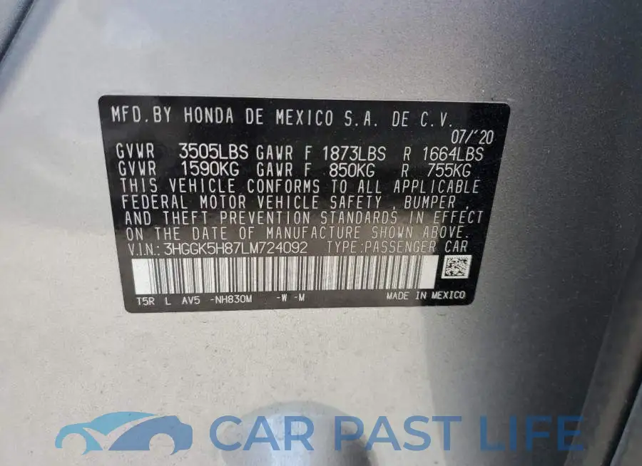3HGGK5H87LM724092# 10