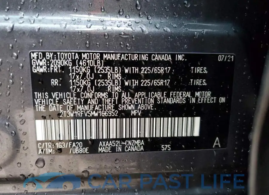 2T3W1RFV5MW166952# 10